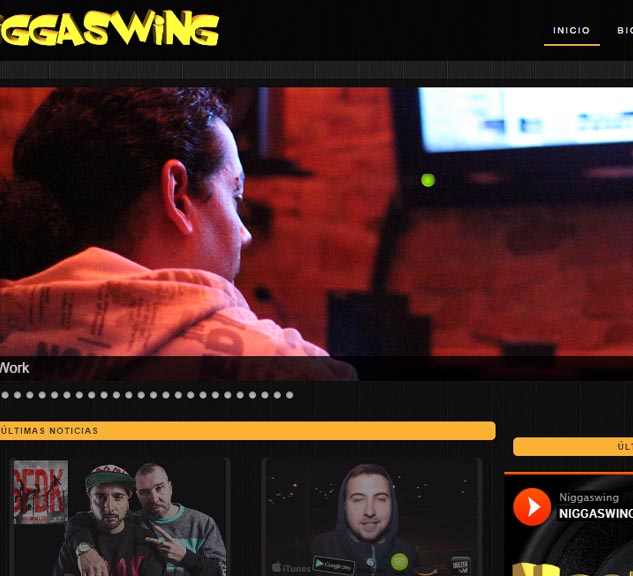 Página web del productor y estudio musical Niggaswing, en Málaga. Nos encargamos del desarrolo y la web y programación adaptada a dispositivos (responsive design).<br />visita su web aqui: <a href='http://www.niggaswing.com/' target='_blank'>http://www.niggaswing.com/</a>